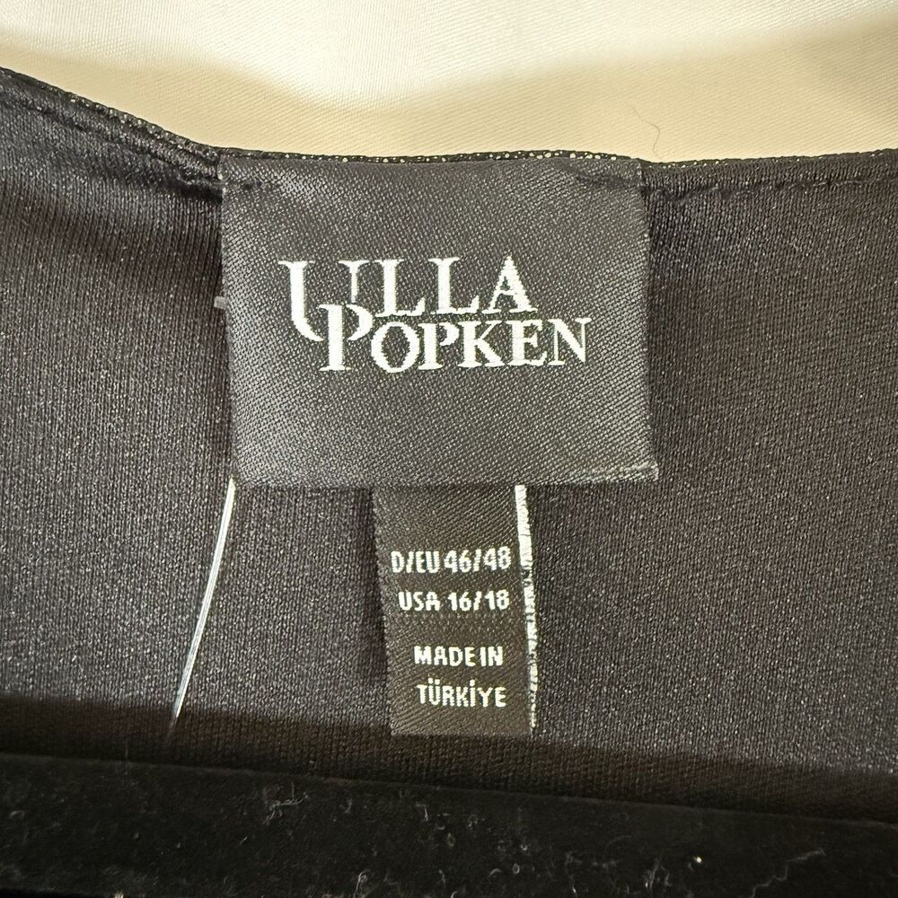 New Ulla Popken Midi Dress Women's 16/18 Black Sheer Sleeve VNeck Long Sleeve - Picture 4 of 10